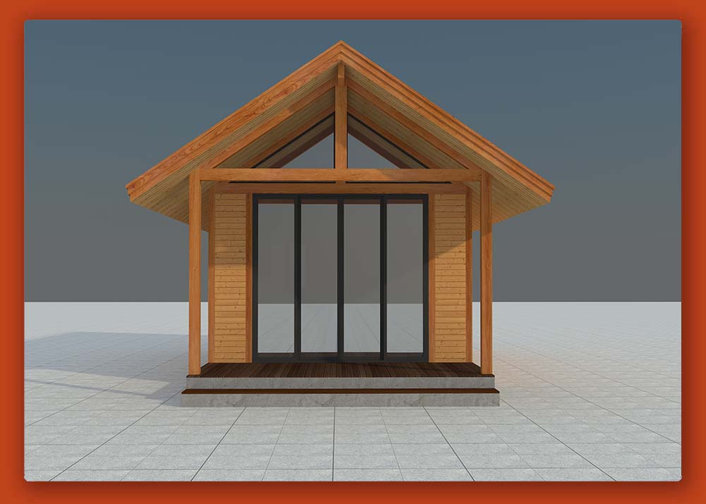 原创小木屋设计图纸30.6平方轻型木屋现成CAD图纸源文件及高清效果图
